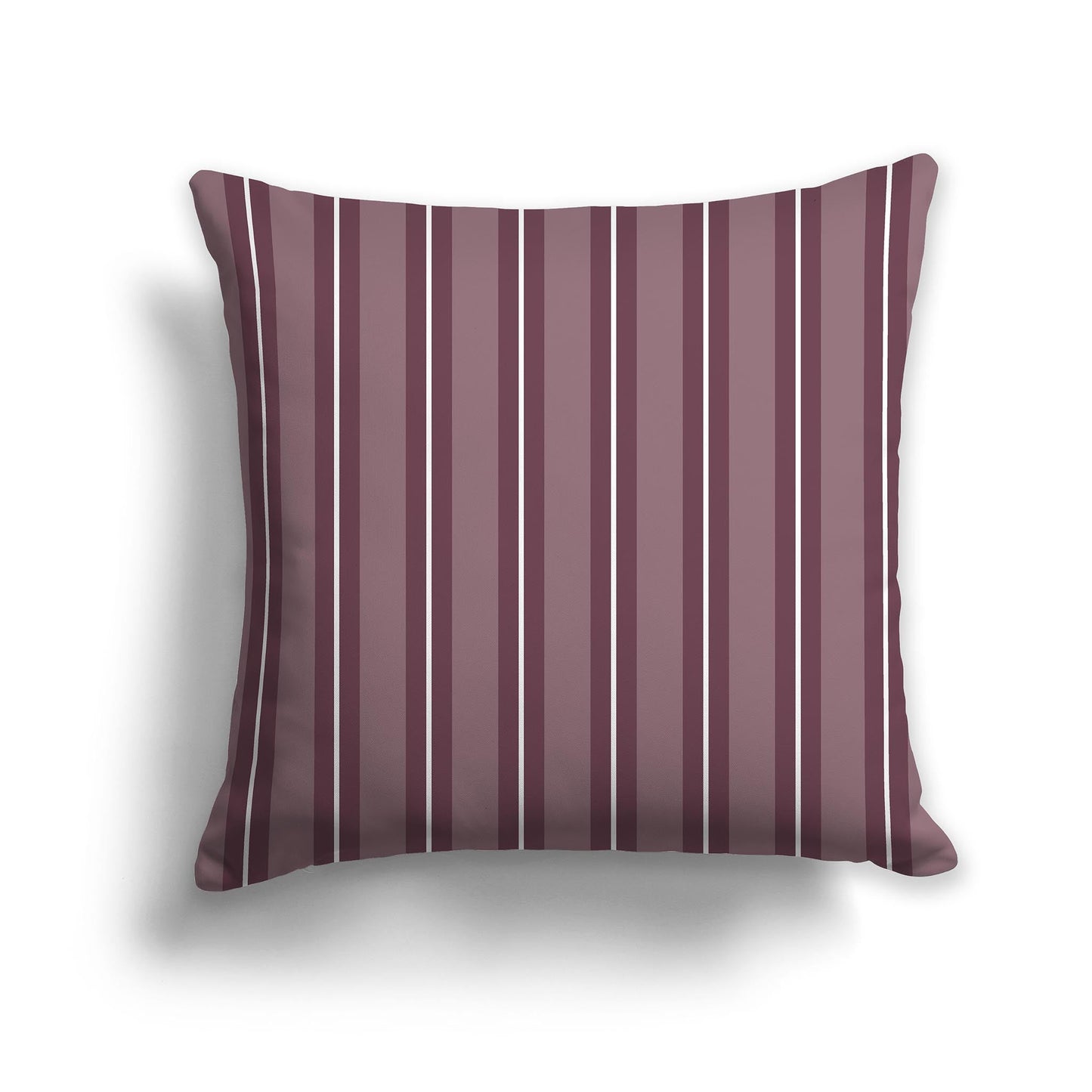 Medium Plum Throw Pillow with Plum and White/Beige-white Multistripe Pattern on Front, CAPC-1211-071