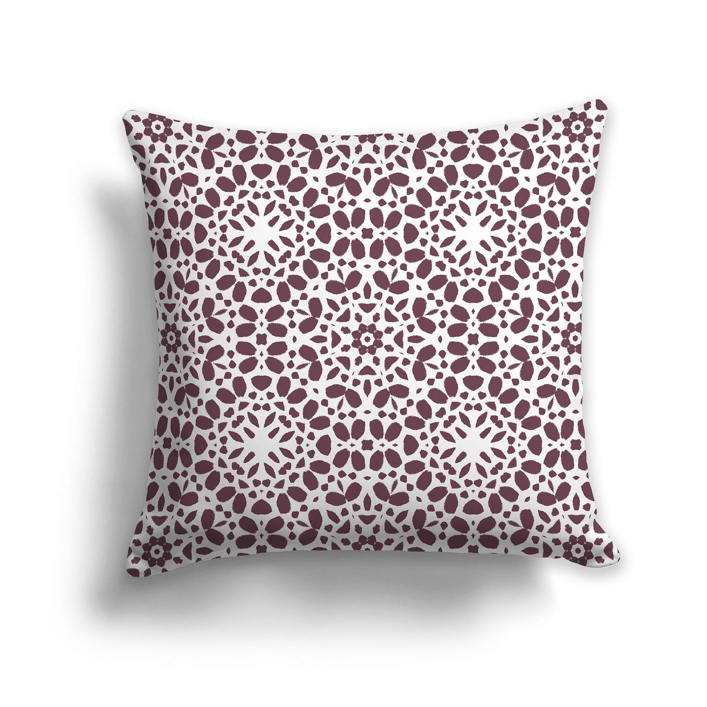 Throw Pillow with Circular Plum and White/Beige-white Repeat Graphic on Both Sides, CAPC-1211-191