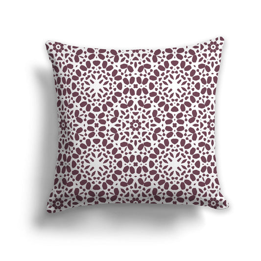 Throw Pillow with Circular Plum and White/Beige-white Repeat Graphic on Both Sides, CAPC-1211-191