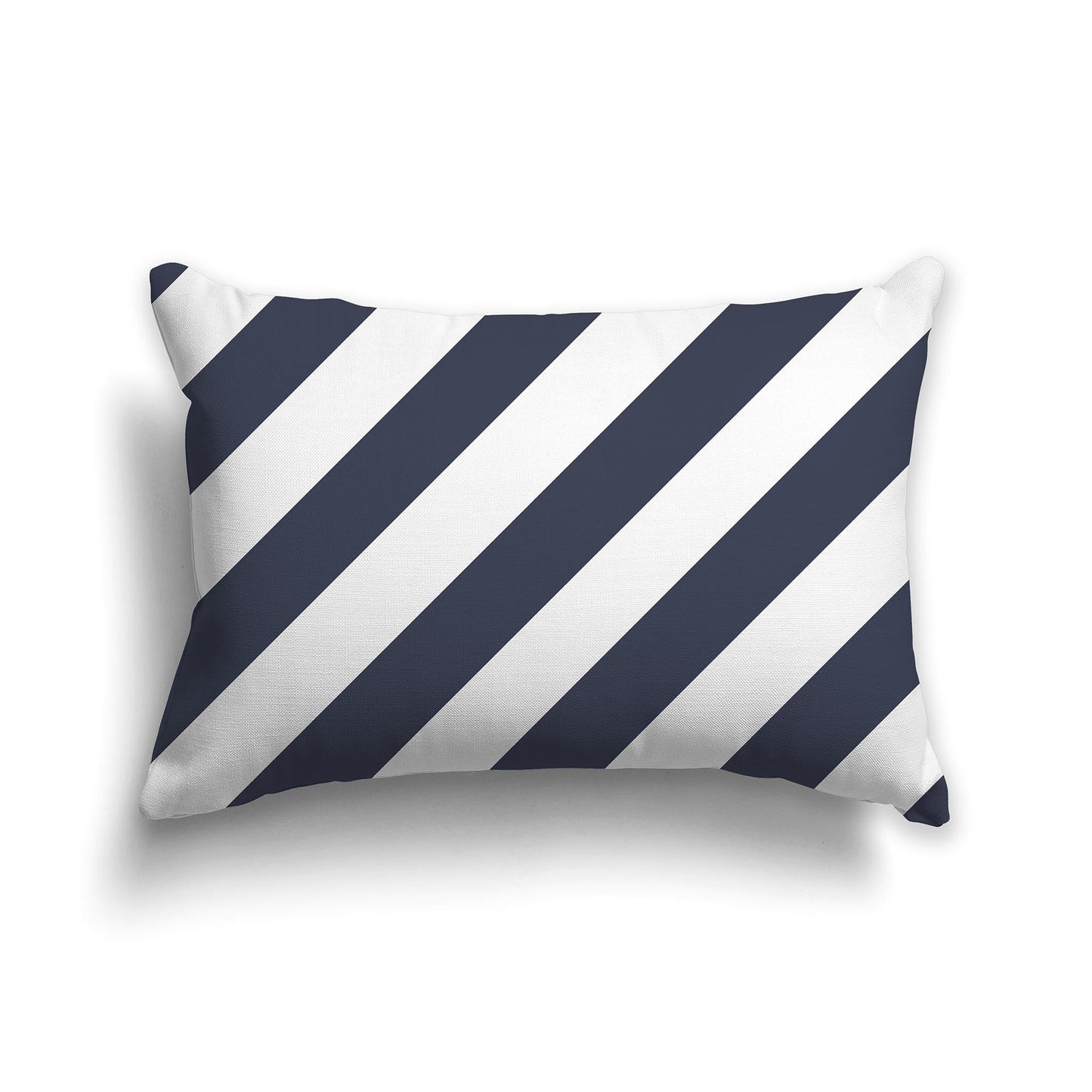 Throw Pillow with Dark Blue and White/Beige-white Diagonal Bars on Both Sides, CAPC-1212-031
