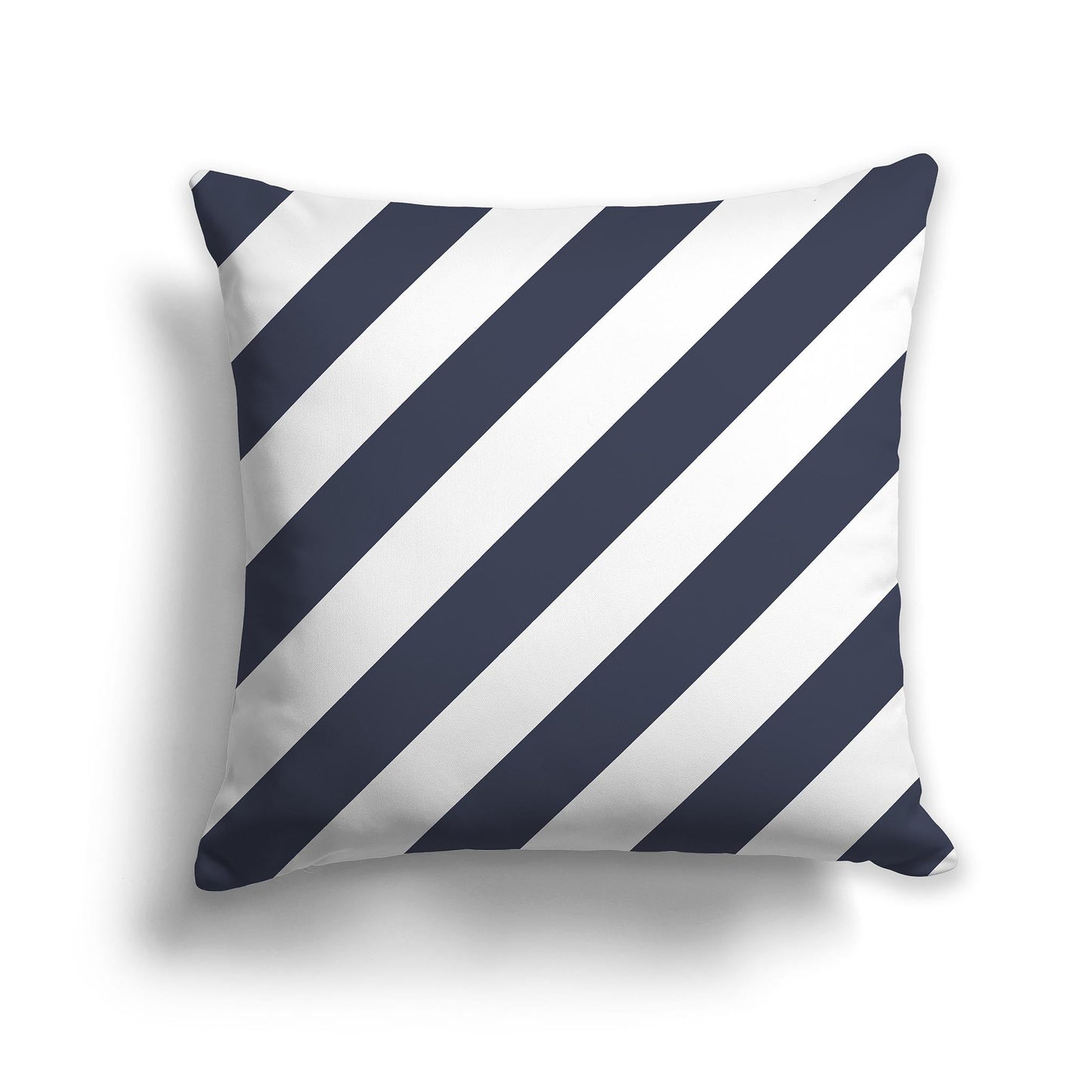 Throw Pillow with Dark Blue and White/Beige-white Diagonal Bars on Both Sides, CAPC-1212-031