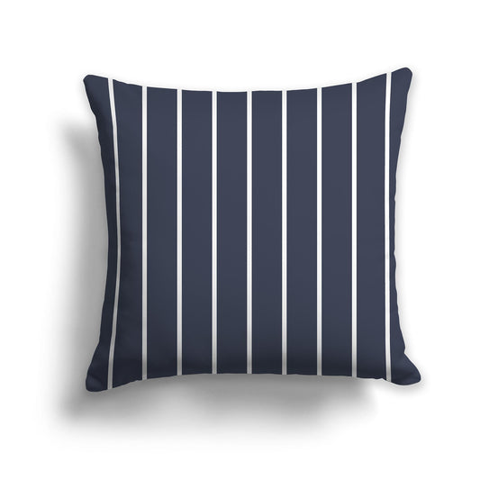 Dark Blue Throw Pillow with White/Beige-white Stripes on Front, CAPC-1212-062