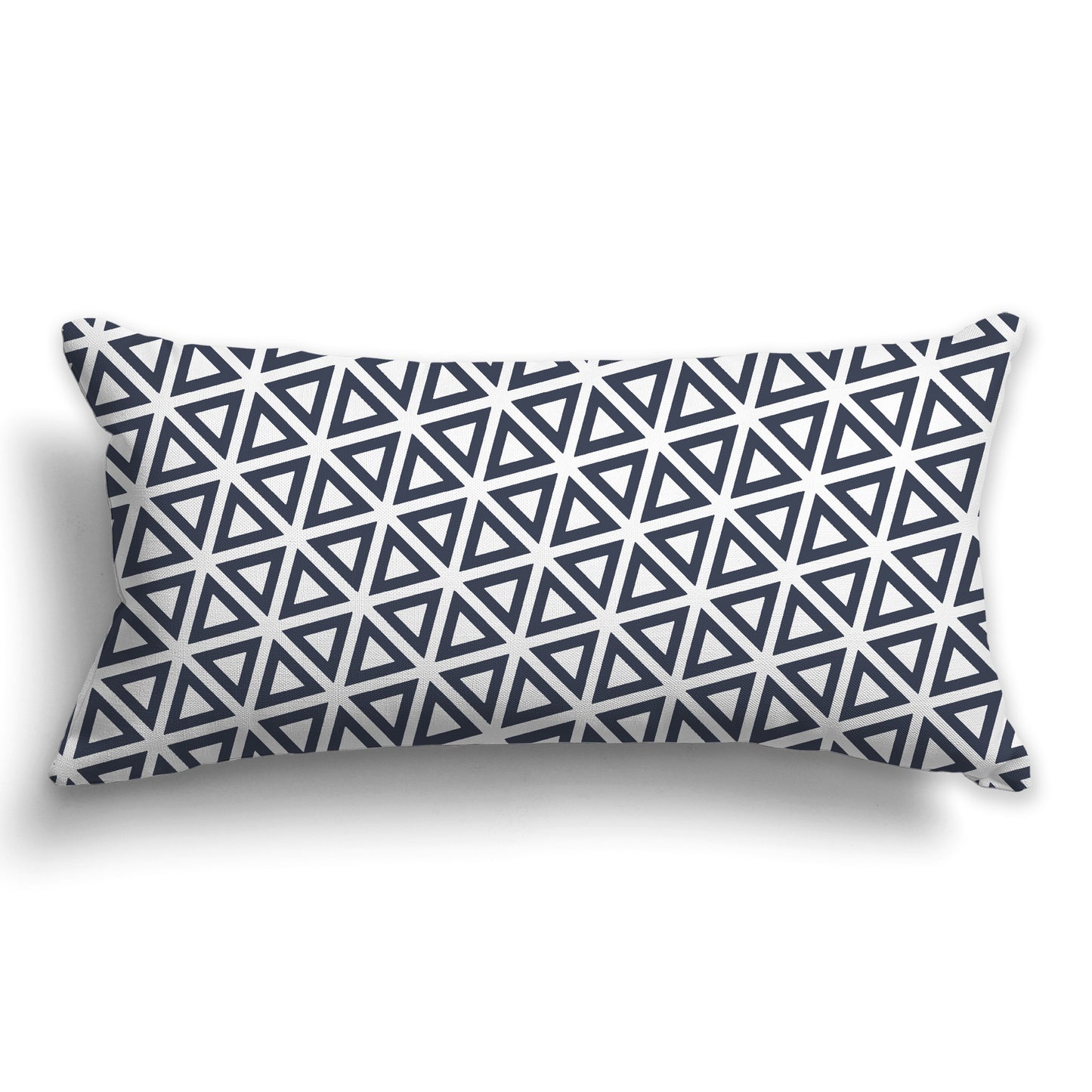 White/Beige-white Throw Pillow with Dark Blue Triangle Pattern on Both Sides, CAPC-1212-131