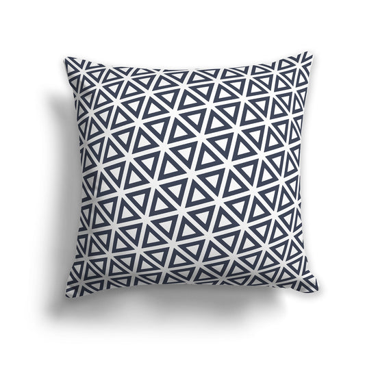 White/Beige-white Throw Pillow with Dark Blue Triangle Pattern on Both Sides, CAPC-1212-131
