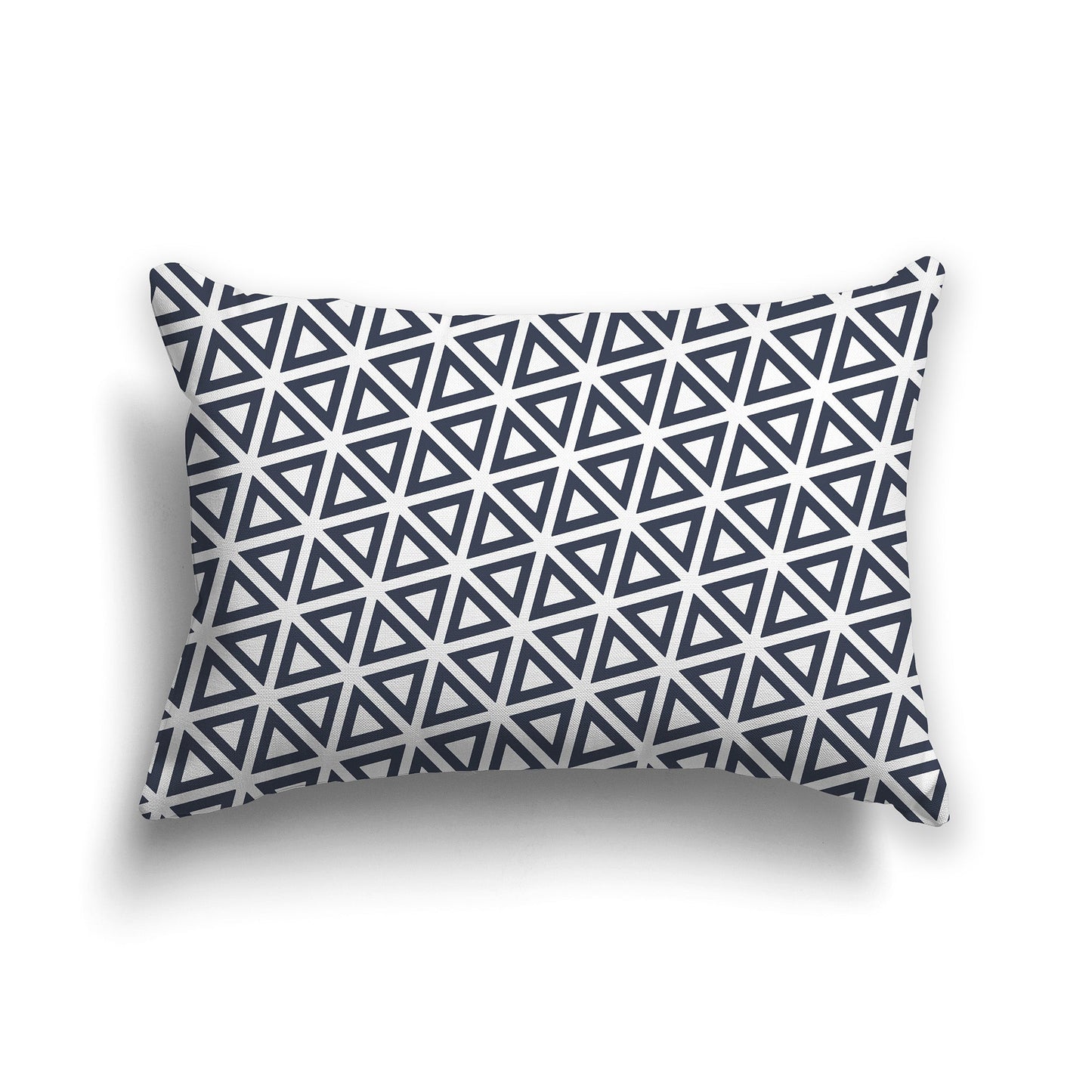 White/Beige-white Throw Pillow with Dark Blue Triangle Pattern on Both Sides, CAPC-1212-131