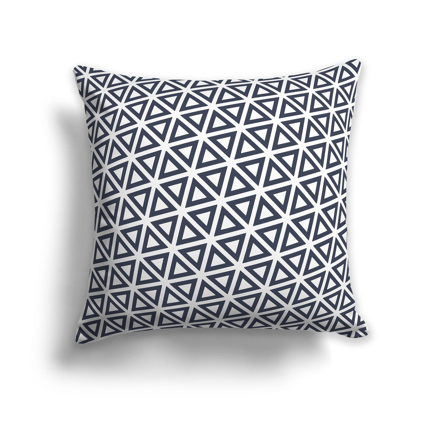 White/Beige-white Throw Pillow with Dark Blue Triangle Pattern on Both Sides, CAPC-1212-131