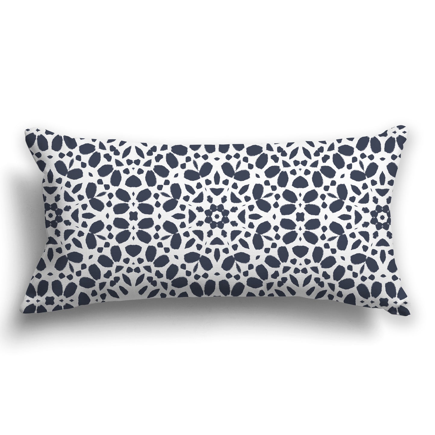 Throw Pillow with Circular Dark Blue and White/Beige-white Repeat Graphic on Both Sides, CAPC-1212-191