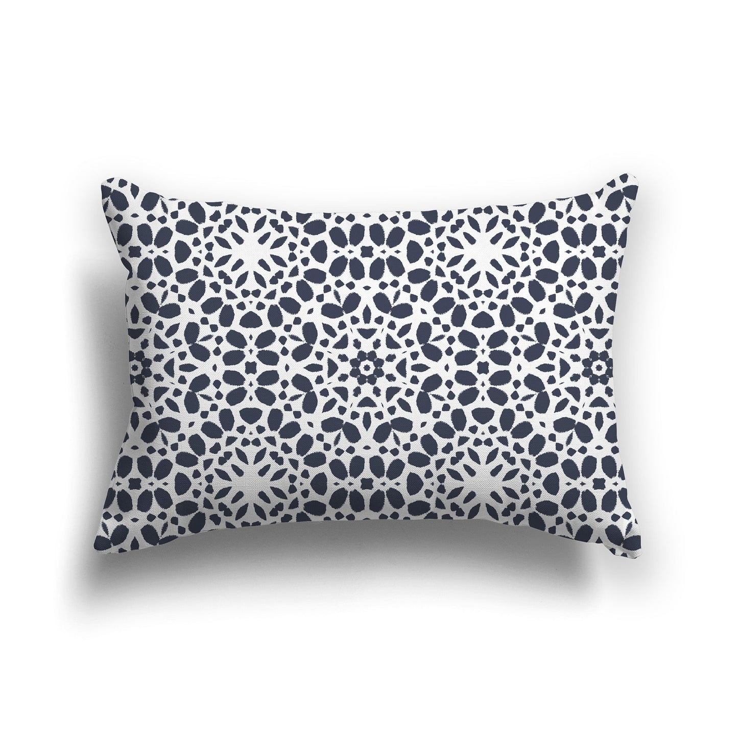 Throw Pillow with Circular Dark Blue and White/Beige-white Repeat Graphic on Both Sides, CAPC-1212-191