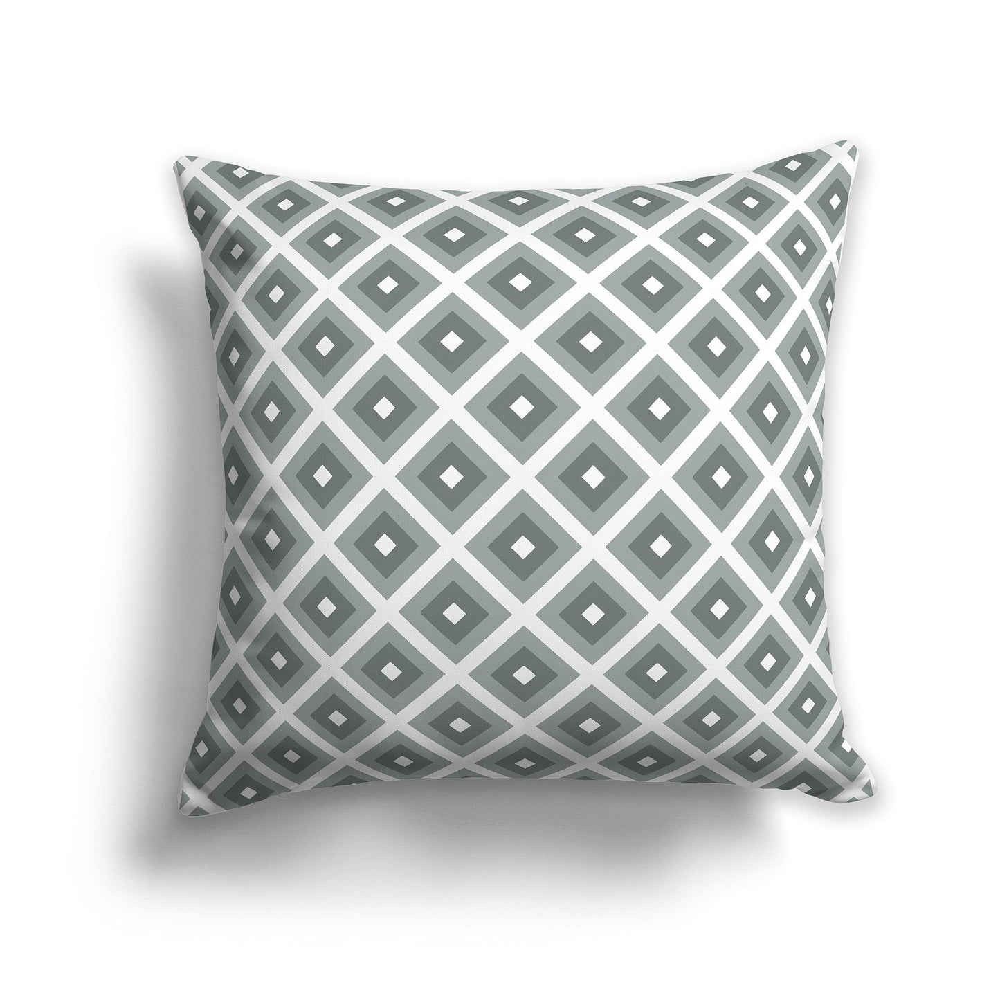 Throw Pillow with Radiating Two-tone Green and White/Beige-white Squares on Both Sides, CAPC-1213-121
