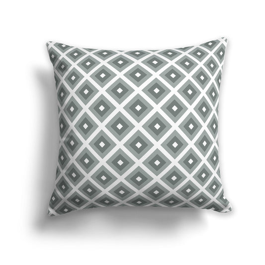 Throw Pillow with Radiating Two-tone Green and White/Beige-white Squares on Both Sides, CAPC-1213-121