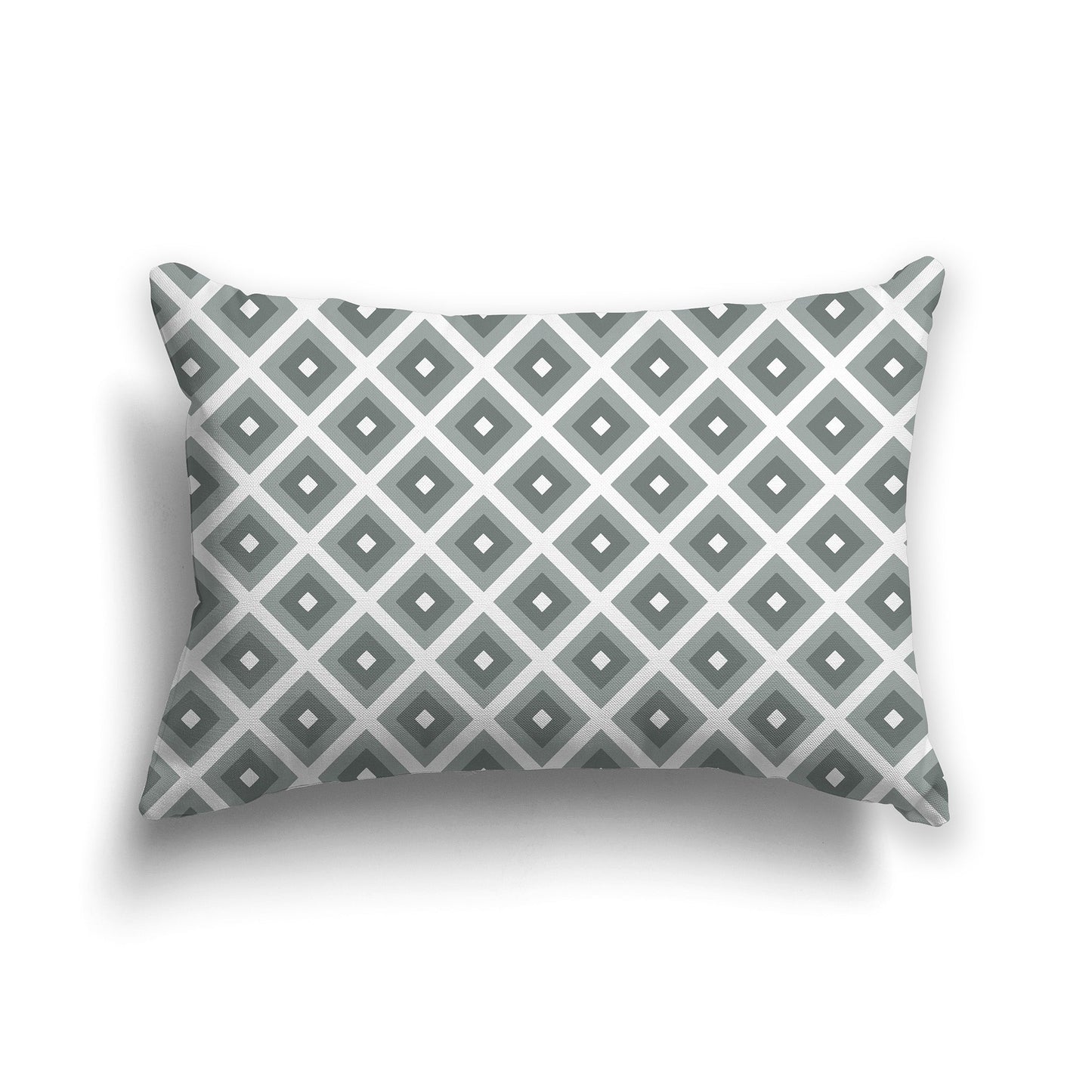 Throw Pillow with Radiating Two-tone Green and White/Beige-white Squares on Both Sides, CAPC-1213-121