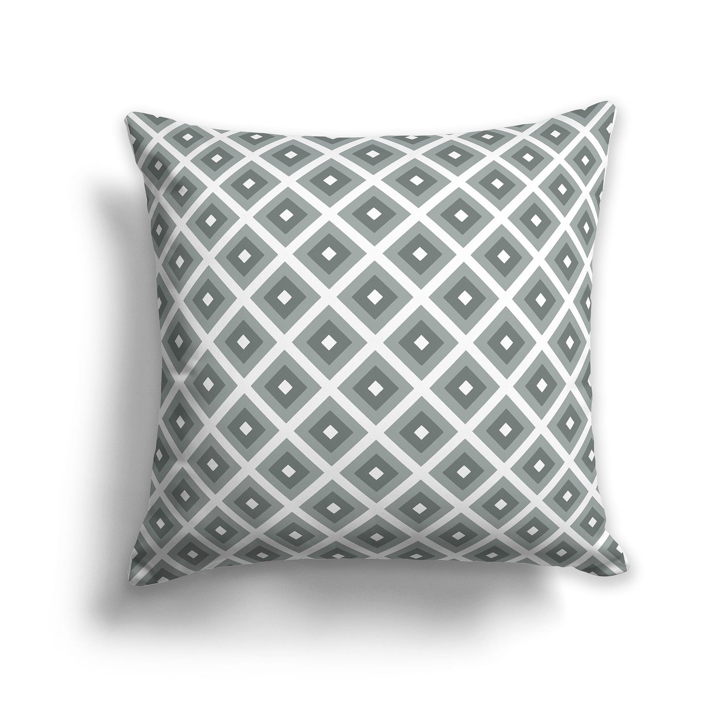 Throw Pillow with Radiating Two-tone Green and White/Beige-white Squares on Both Sides, CAPC-1213-121