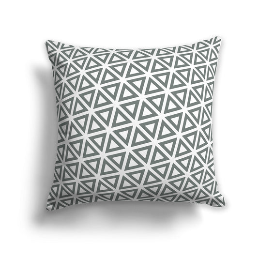 White/Beige-white Throw Pillow with Green Triangle Pattern on Both Sides, CAPC-1213-131