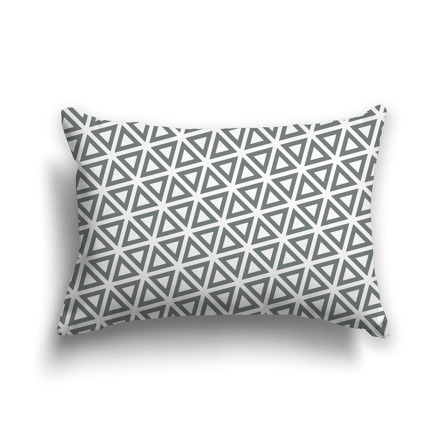 White/Beige-white Throw Pillow with Green Triangle Pattern on Both Sides, CAPC-1213-131