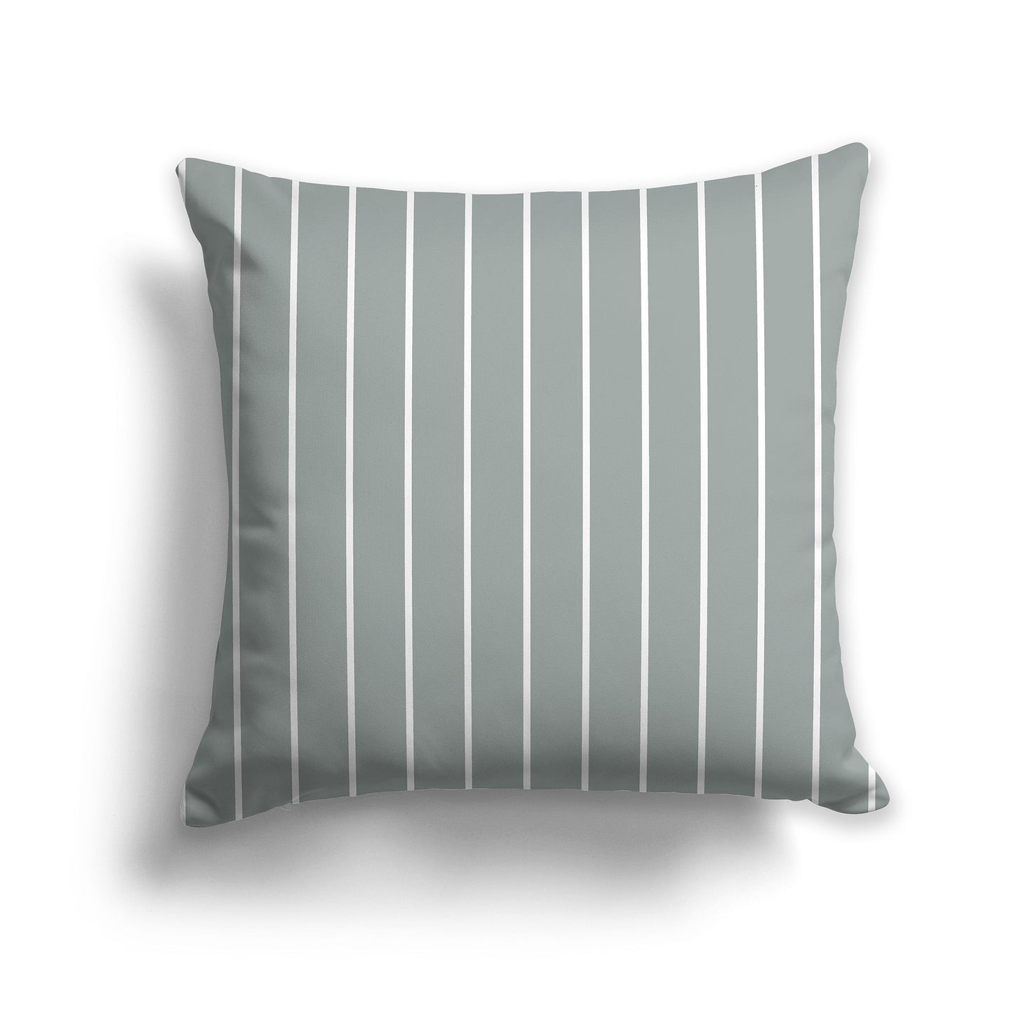Medium Green Throw Pillow with Fine Vertical White/Beige-white Stripes on Front, CAPC-1213-152