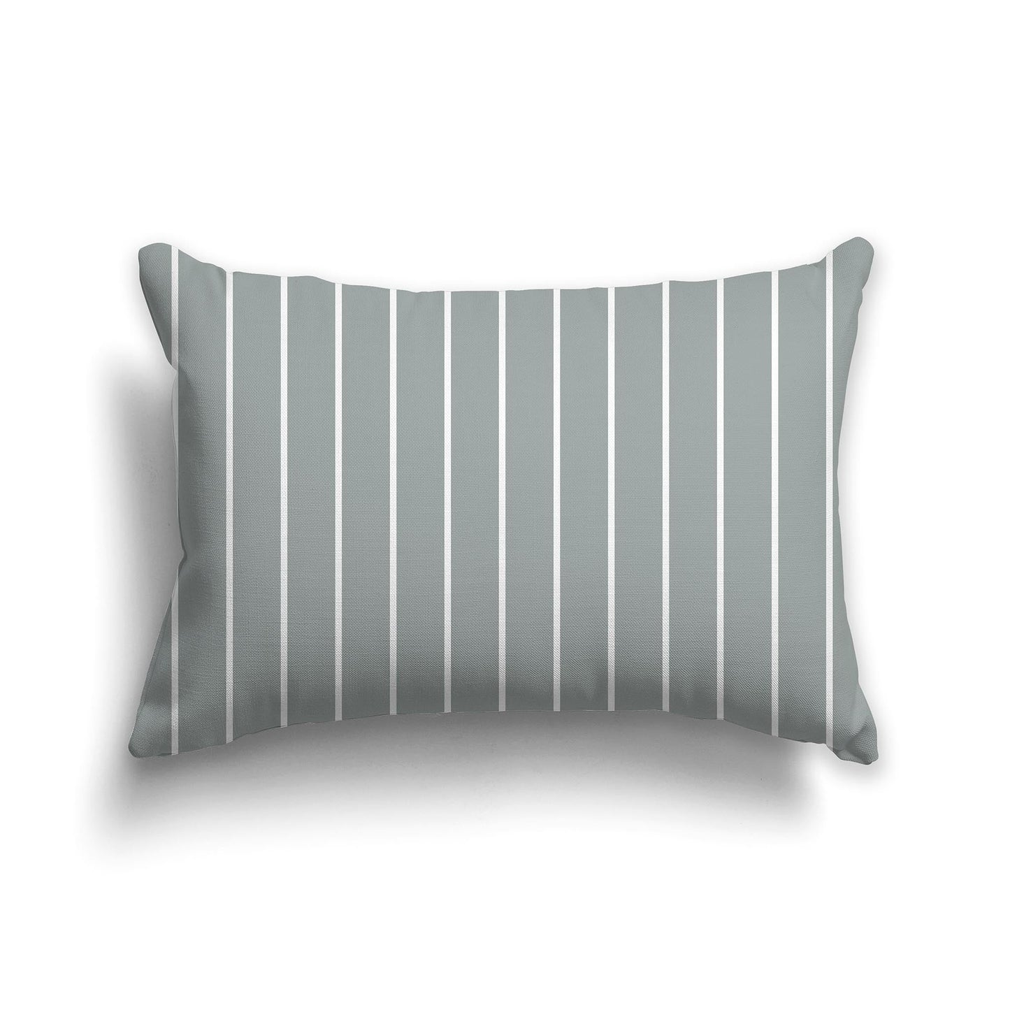 Medium Green Throw Pillow with Fine Vertical White/Beige-white Stripes on Front, CAPC-1213-152