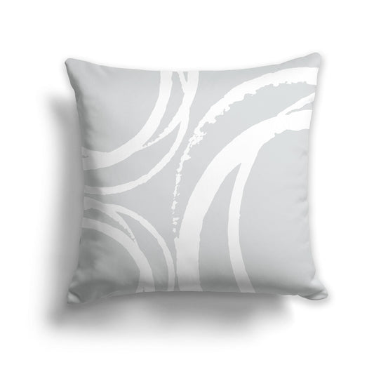 Pale Grey Throw Pillow with Circular White/Beige-white Graphic on Both Sides, CAPC-1214-021