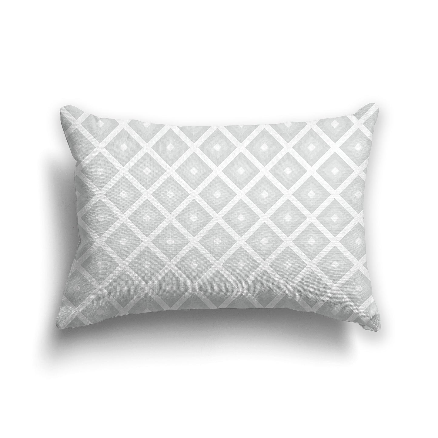 Throw Pillow with Radiating Two-tone Grey and White/Beige-white Squares on Both Sides, CAPC-1214-121