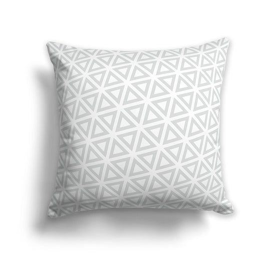 White/Beige-white Throw Pillow with Pale Grey Triangle Pattern on Both Sides, CAPC-1214-131
