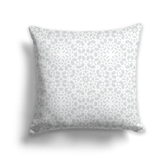 White/Beige-white Throw Pillow with Circular Two-tone Pale Grey Repeat Graphic on Both Sides, CAPC-1214-191