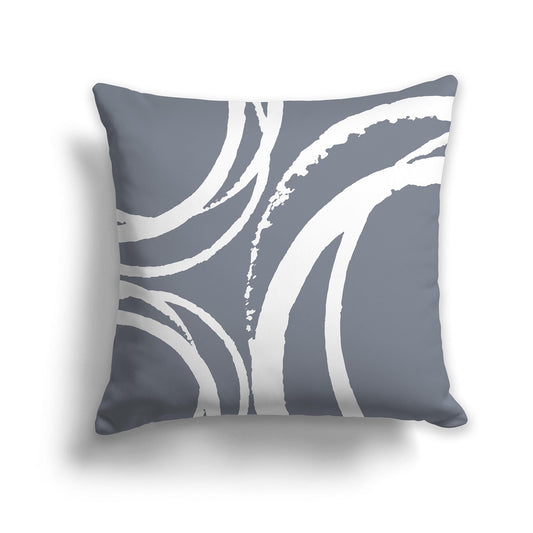 Grey Throw Pillow with Circular White/Beige-white Graphic on Both Sides, CAPC-1221-023