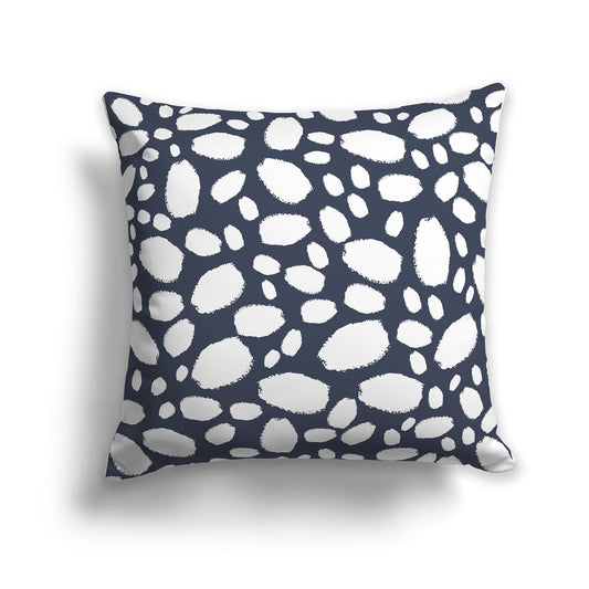 Dark Blue-grey Throw Pillow with White/Beige-white Paint Dabs on Both Sides, CAPC-1221-092