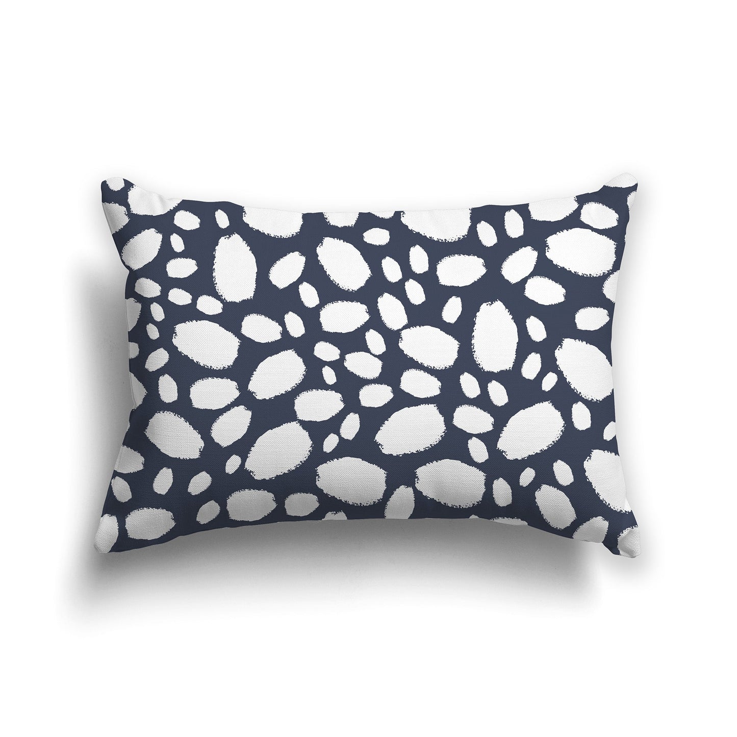 Dark Blue-grey Throw Pillow with White/Beige-white Paint Dabs on Both Sides, CAPC-1221-092