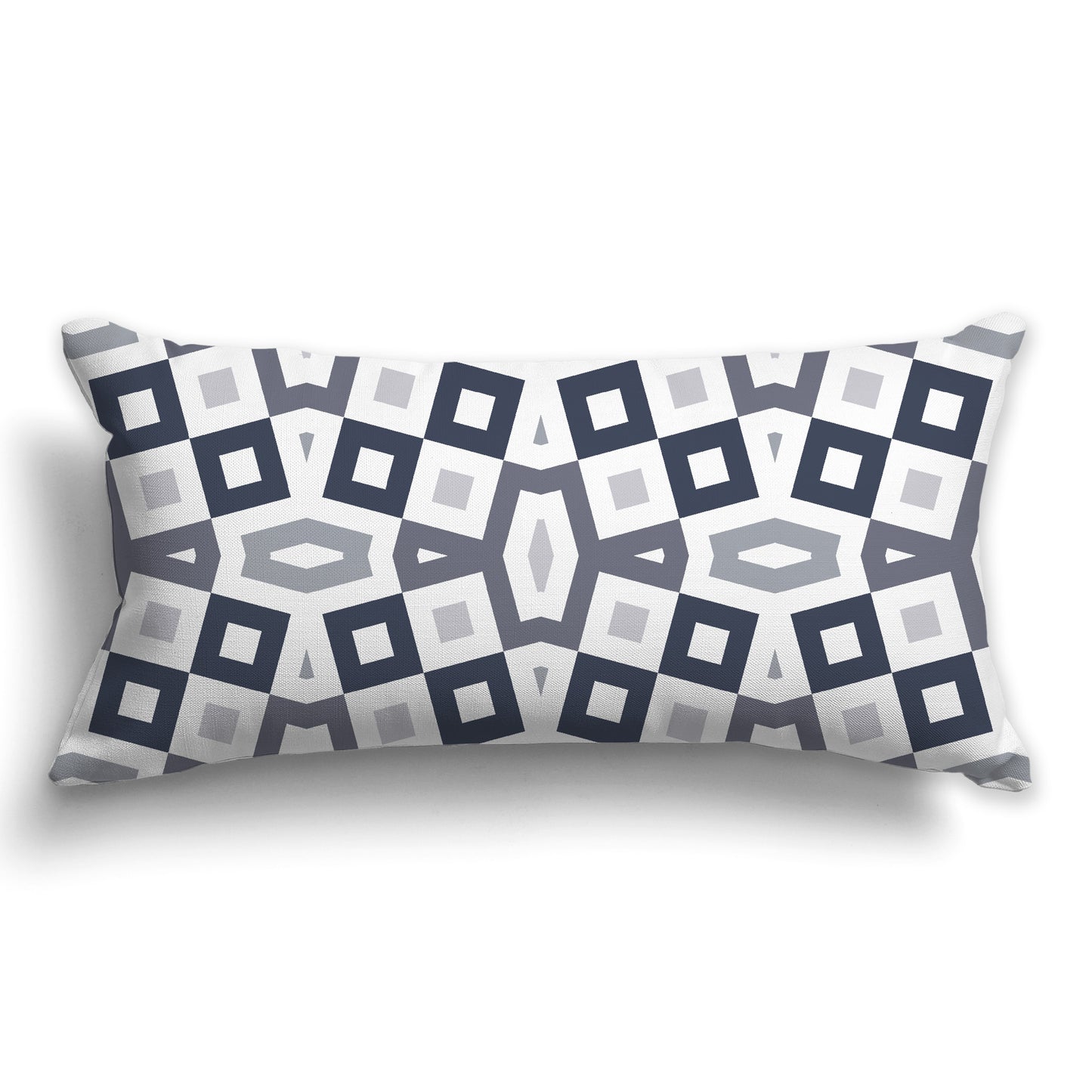 Throw Pillow with Dark Blue-grey, Grey and White/Beige-white Geometric Pattern on Both Sides, CAPC-1221-176
