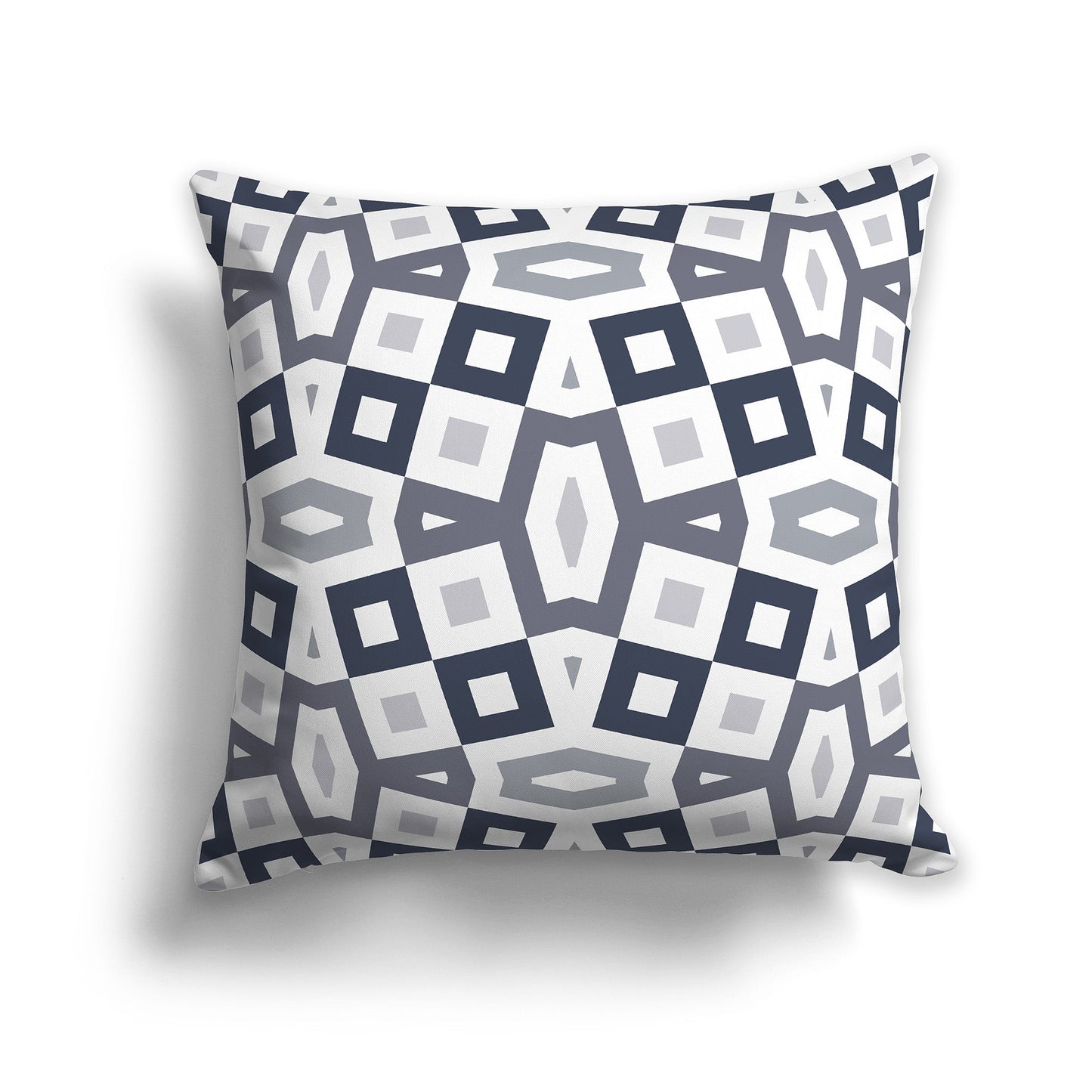 Throw Pillow with Dark Blue-grey, Grey and White/Beige-white Geometric Pattern on Both Sides, CAPC-1221-176