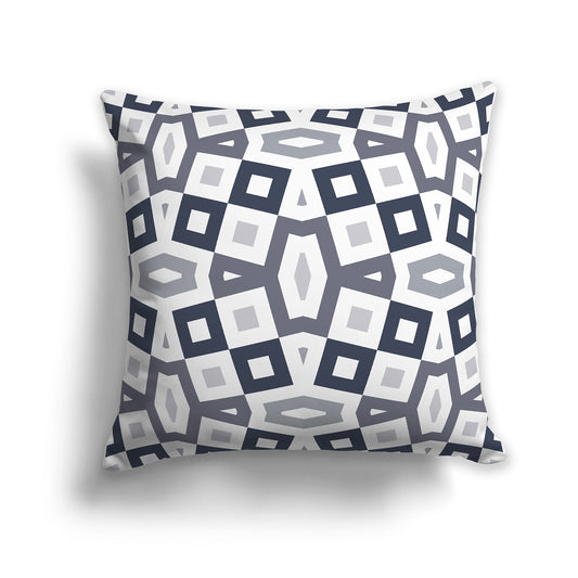 Throw Pillow with Dark Blue-grey, Grey and White/Beige-white Geometric Pattern on Both Sides, CAPC-1221-176