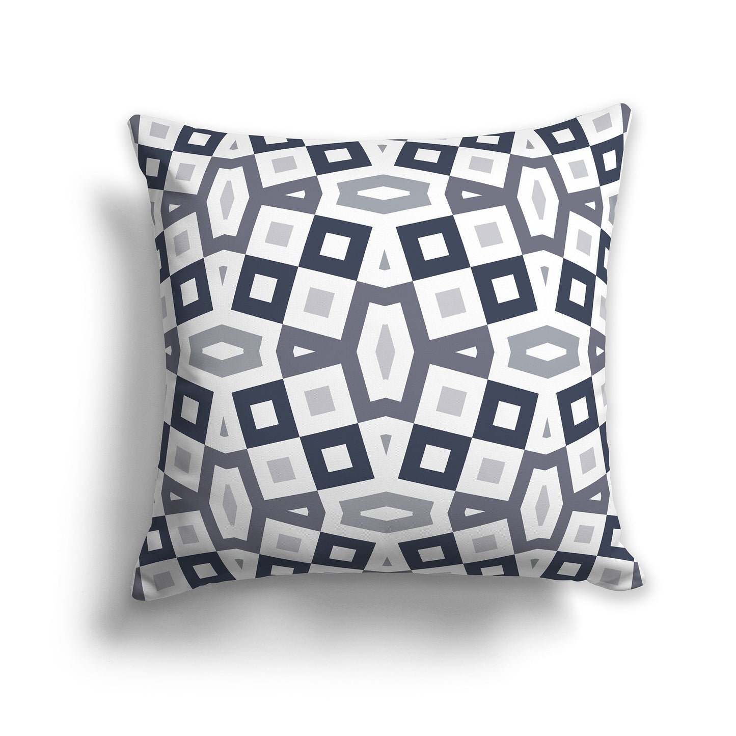 Throw Pillow with Dark Blue-grey, Grey and White/Beige-white Geometric Pattern on Both Sides, CAPC-1221-176