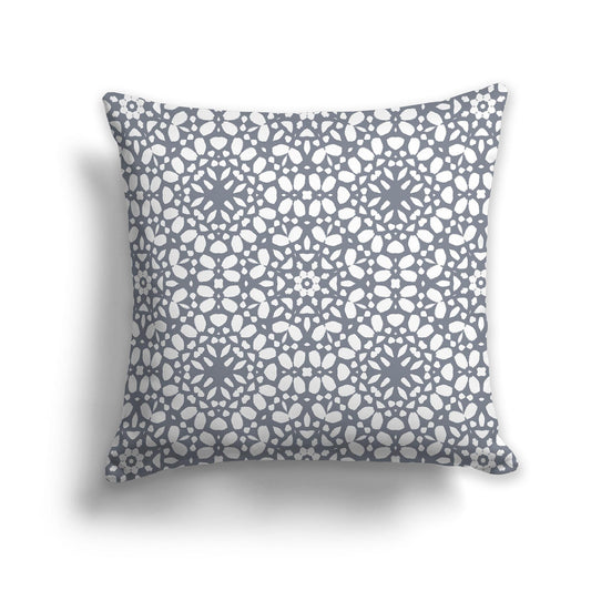 Throw Pillow with Circular Grey and White/Beige-white Repeat Graphic on Both Sides, CAPC-1221-194