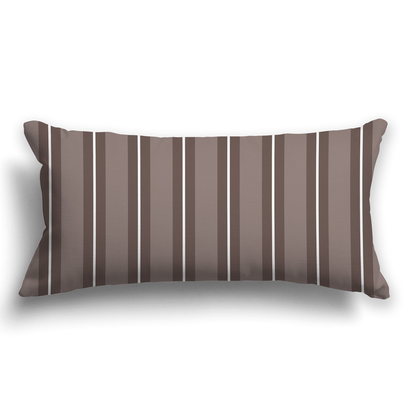 Medium Brown Throw Pillow with Brown and White/Beige-white Multistripe Pattern on Front, CAPC-1222-072