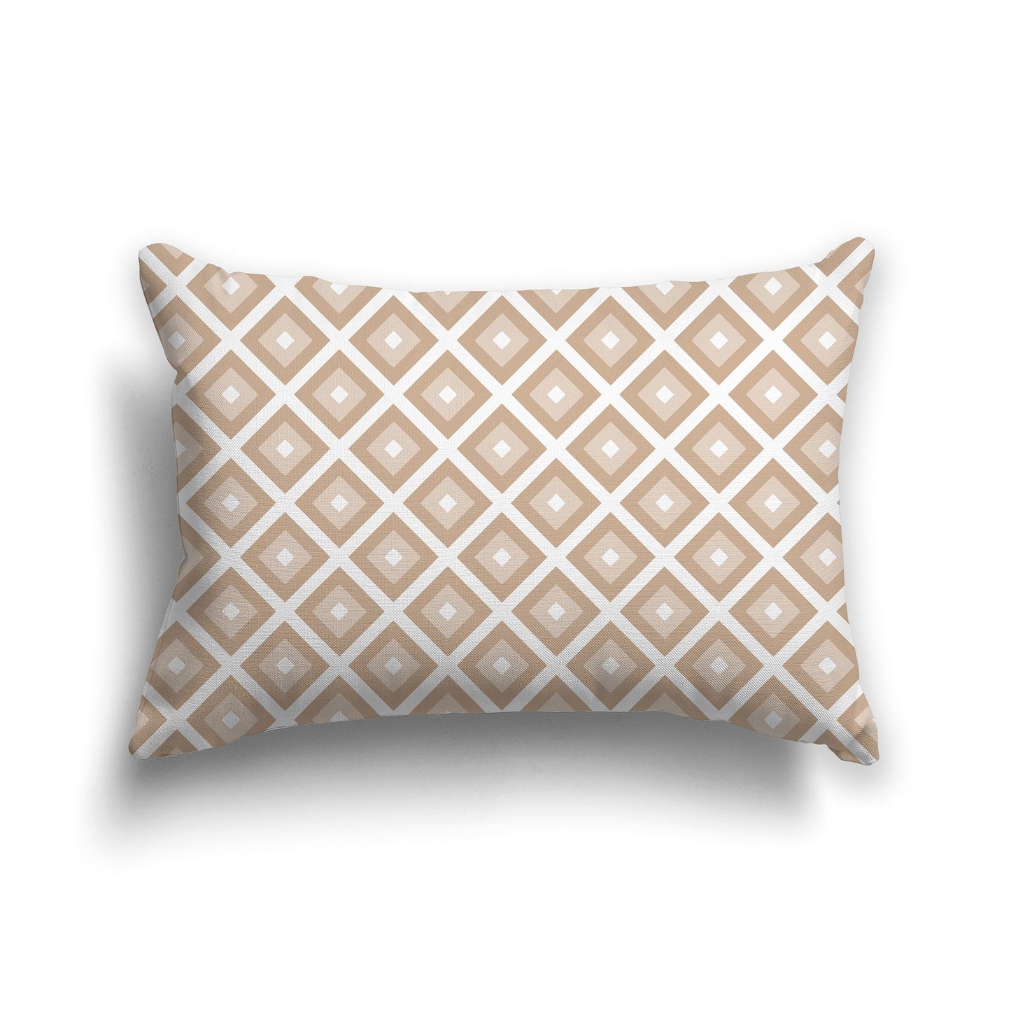 Throw Pillow with Radiating Two-tone Caramel and White/Beige-white Squares on Both Sides, CAPC-1222-121