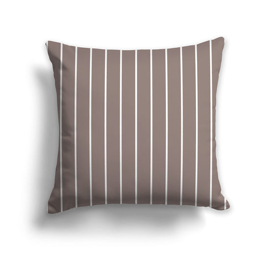 Brown Throw Pillow with Fine Vertical White/Beige-white Stripes on Front, CAPC-1222-154