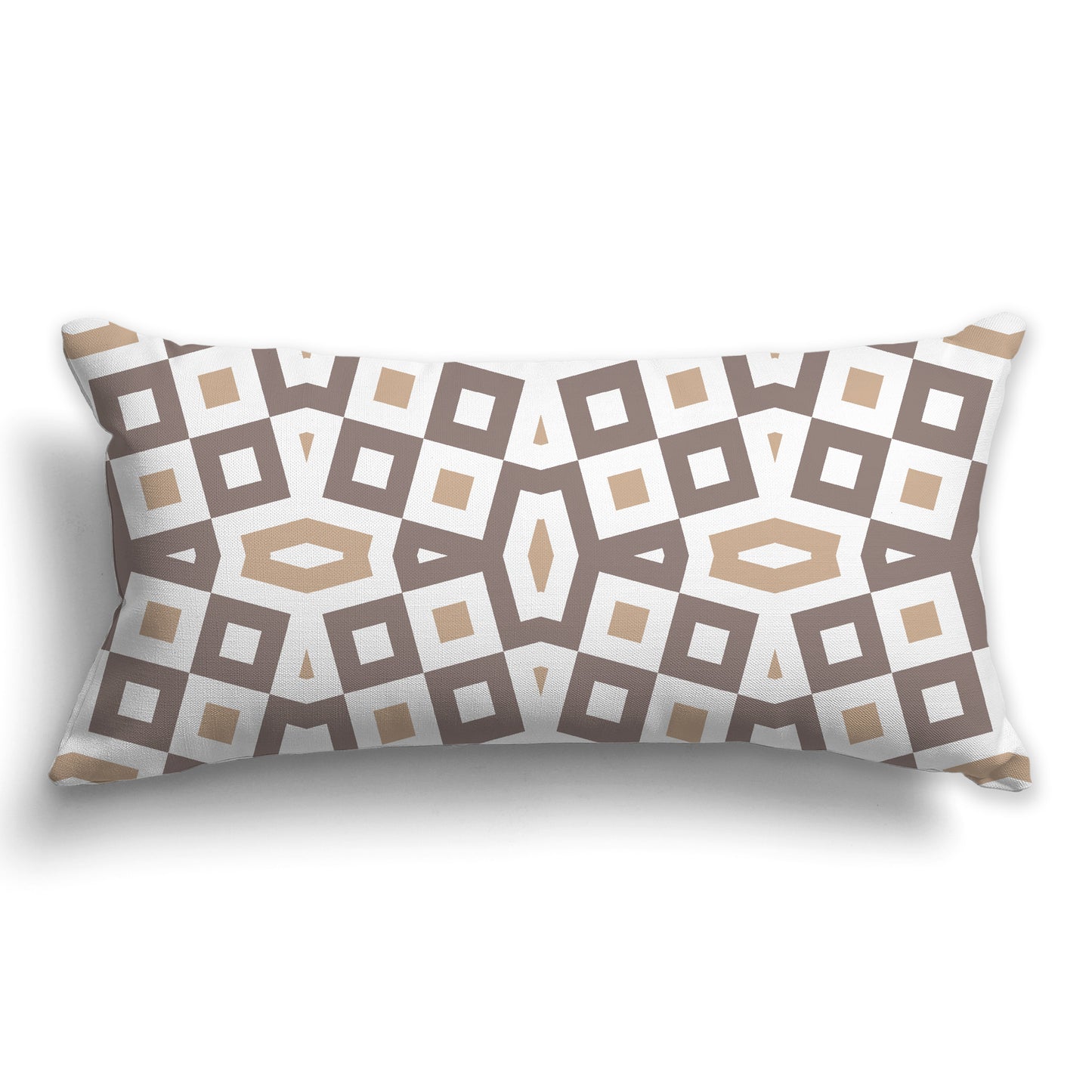 Throw Pillow with Brown, Caramel and White/Beige-white Geometric Pattern on Both Sides, CAPC-1222-177