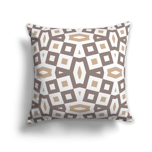 Throw Pillow with Brown, Caramel and White/Beige-white Geometric Pattern on Both Sides, CAPC-1222-177
