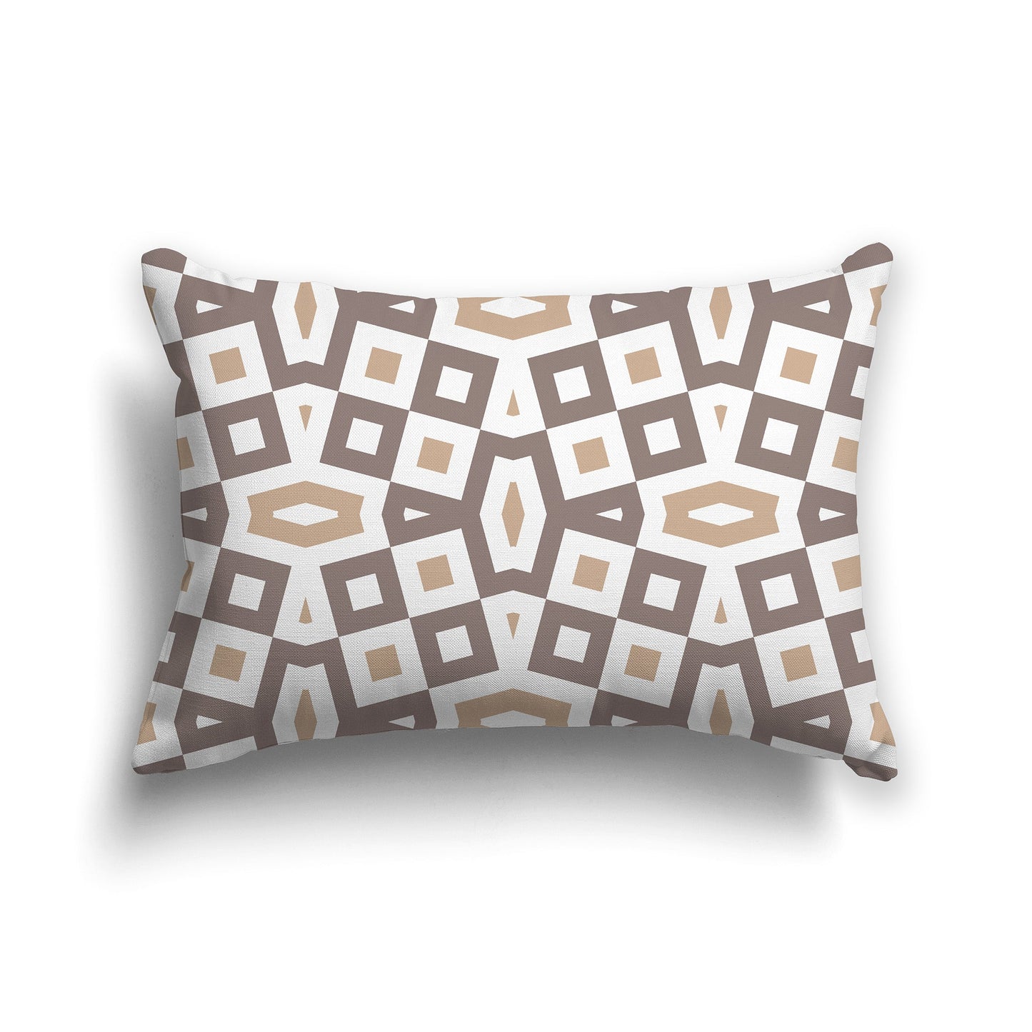 Throw Pillow with Brown, Caramel and White/Beige-white Geometric Pattern on Both Sides, CAPC-1222-177