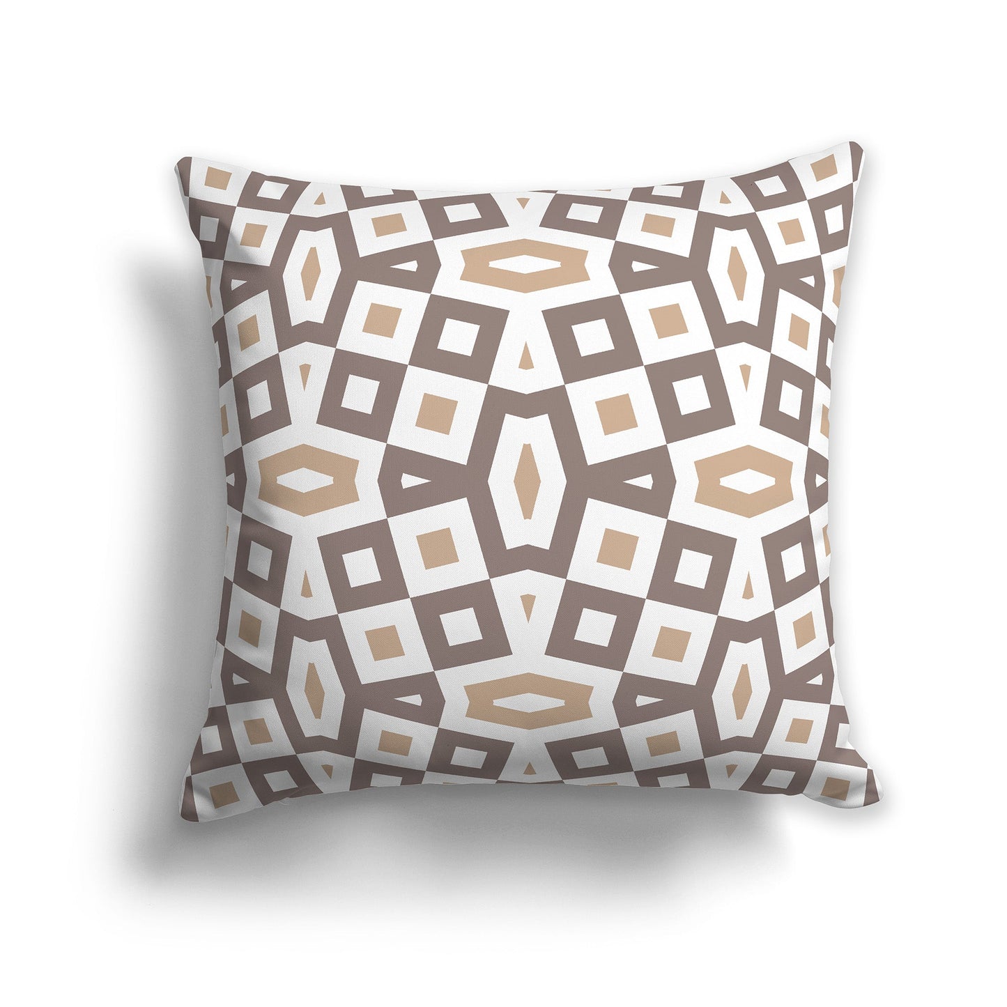 Throw Pillow with Brown, Caramel and White/Beige-white Geometric Pattern on Both Sides, CAPC-1222-177
