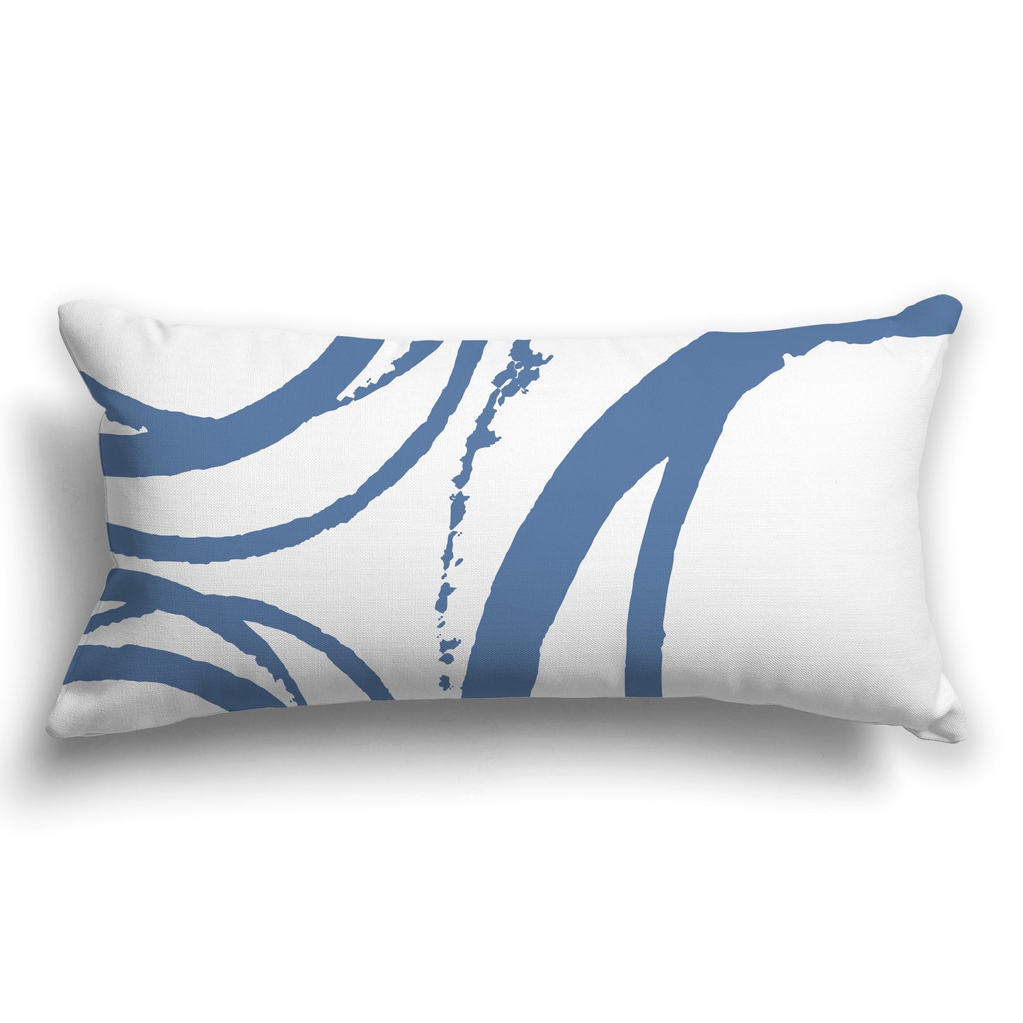 White/Beige-white Throw Pillow with Circular Blue Graphic on Both Sides, CAPC-1231-021