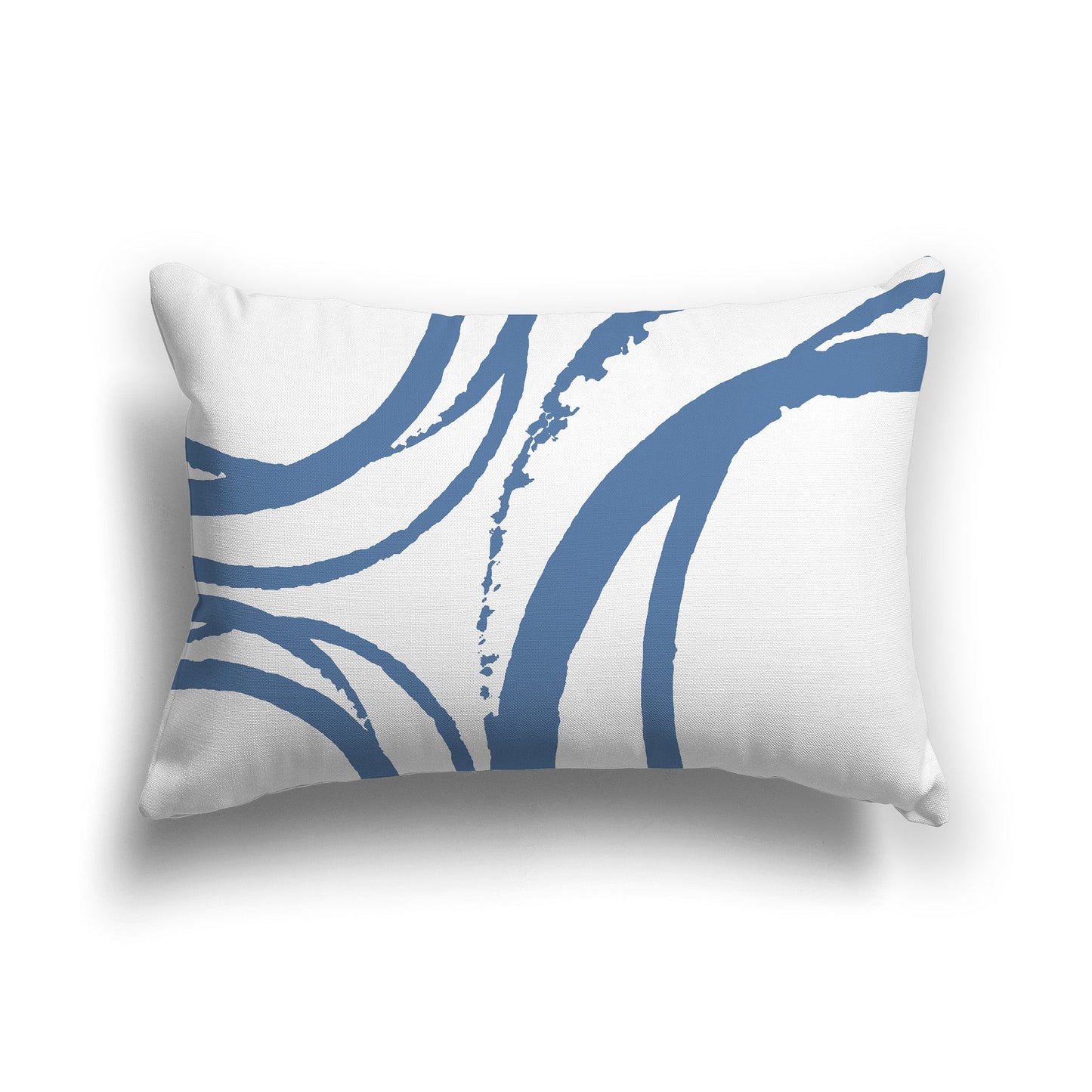 White/Beige-white Throw Pillow with Circular Blue Graphic on Both Sides, CAPC-1231-021