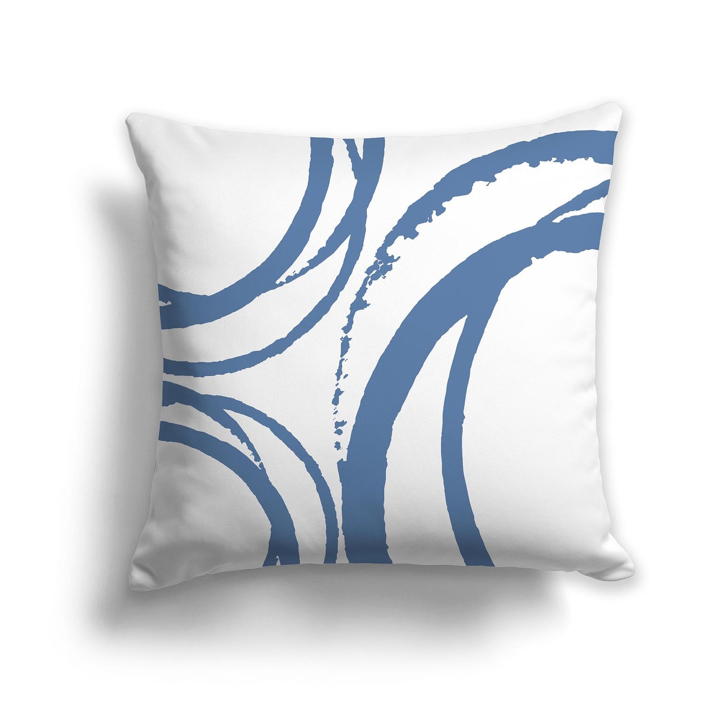 White/Beige-white Throw Pillow with Circular Blue Graphic on Both Sides, CAPC-1231-021