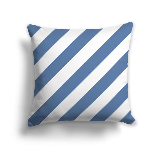 Throw Pillow with Blue and White/Beige-white Diagonal Bars on Both Sides, CAPC-1231-031