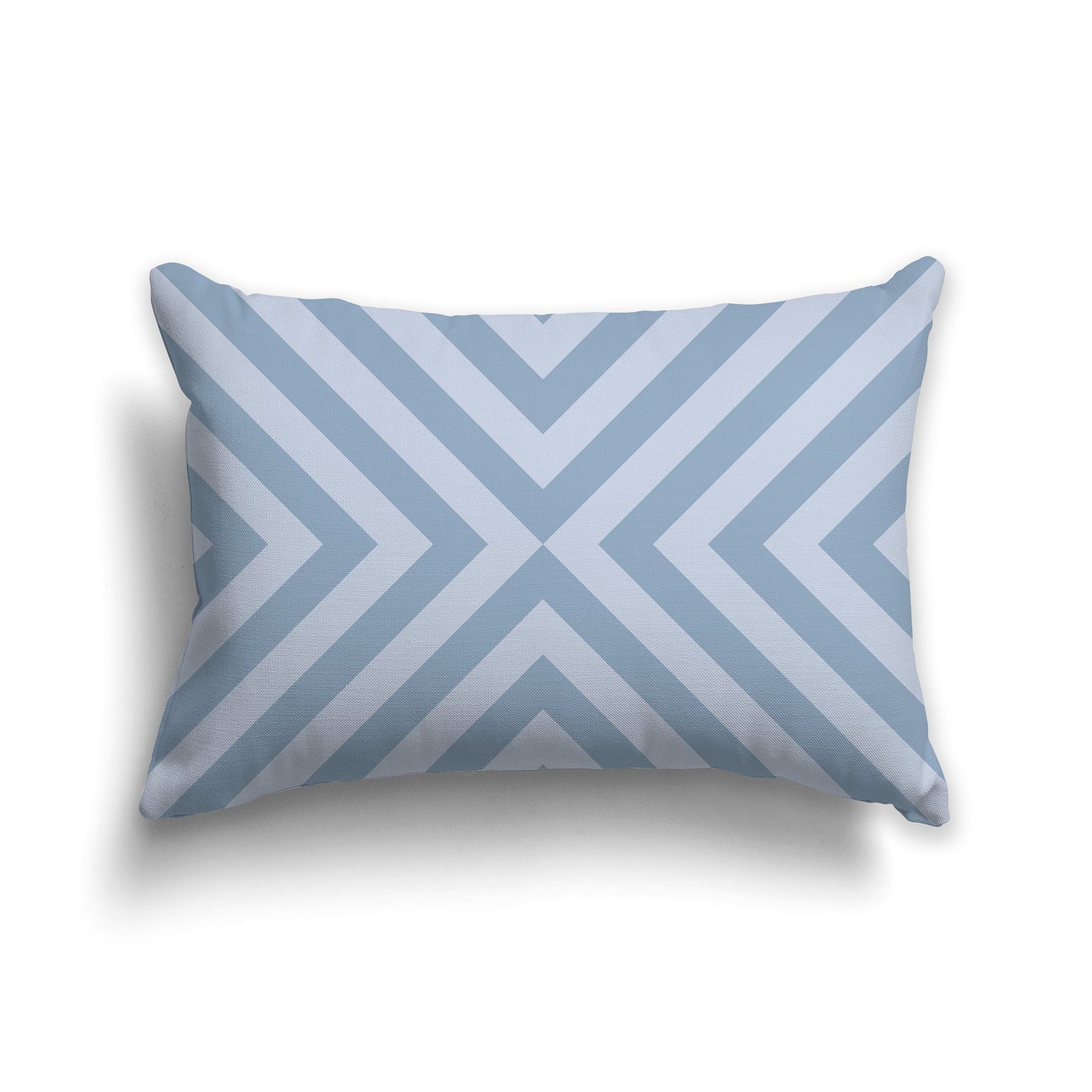 Throw Pillow with Radiating Diagonal Medium Blue and Light Grey Bars on Both Sides, CAPC-1231-041