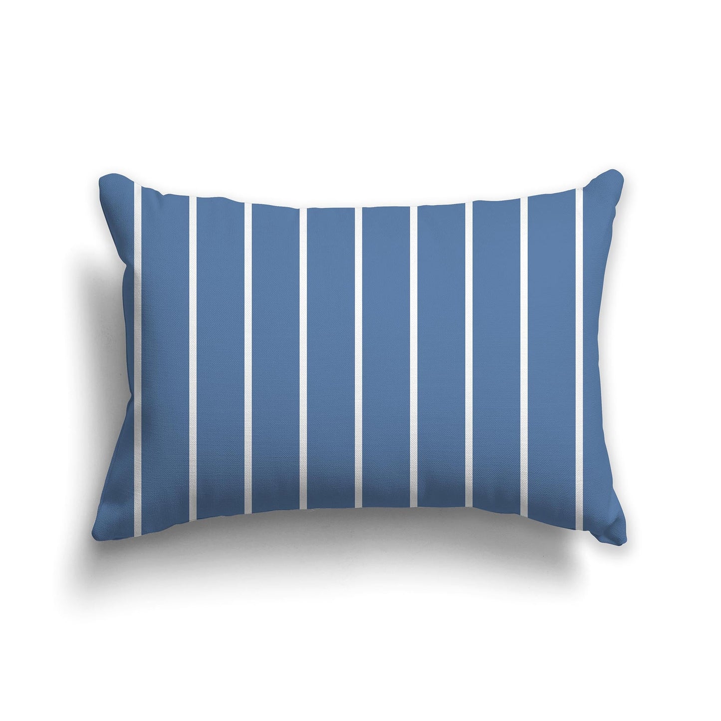 Blue Throw Pillow with White/Beige-white Vertical Stripes on Front, CAPC-1231-062
