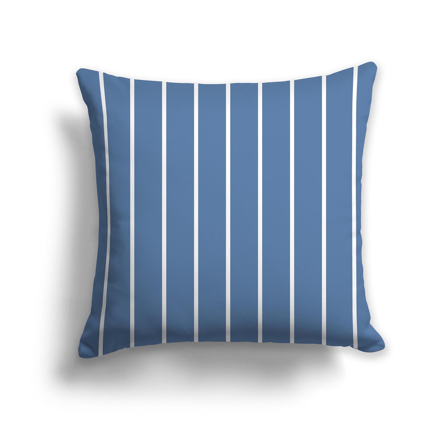 Blue Throw Pillow with White/Beige-white Vertical Stripes on Front, CAPC-1231-062