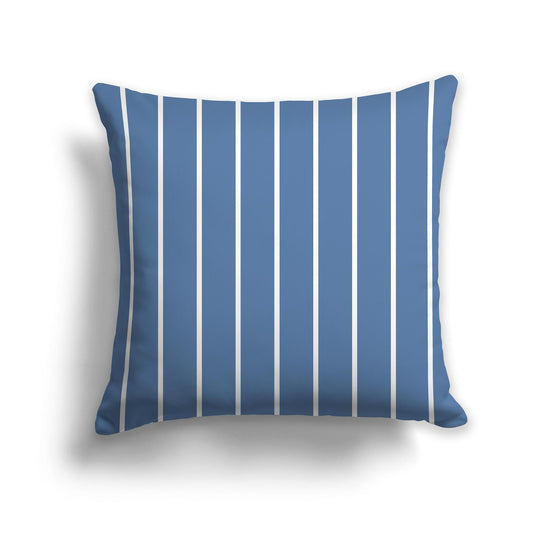 Blue Throw Pillow with White/Beige-white Vertical Stripes on Front, CAPC-1231-062