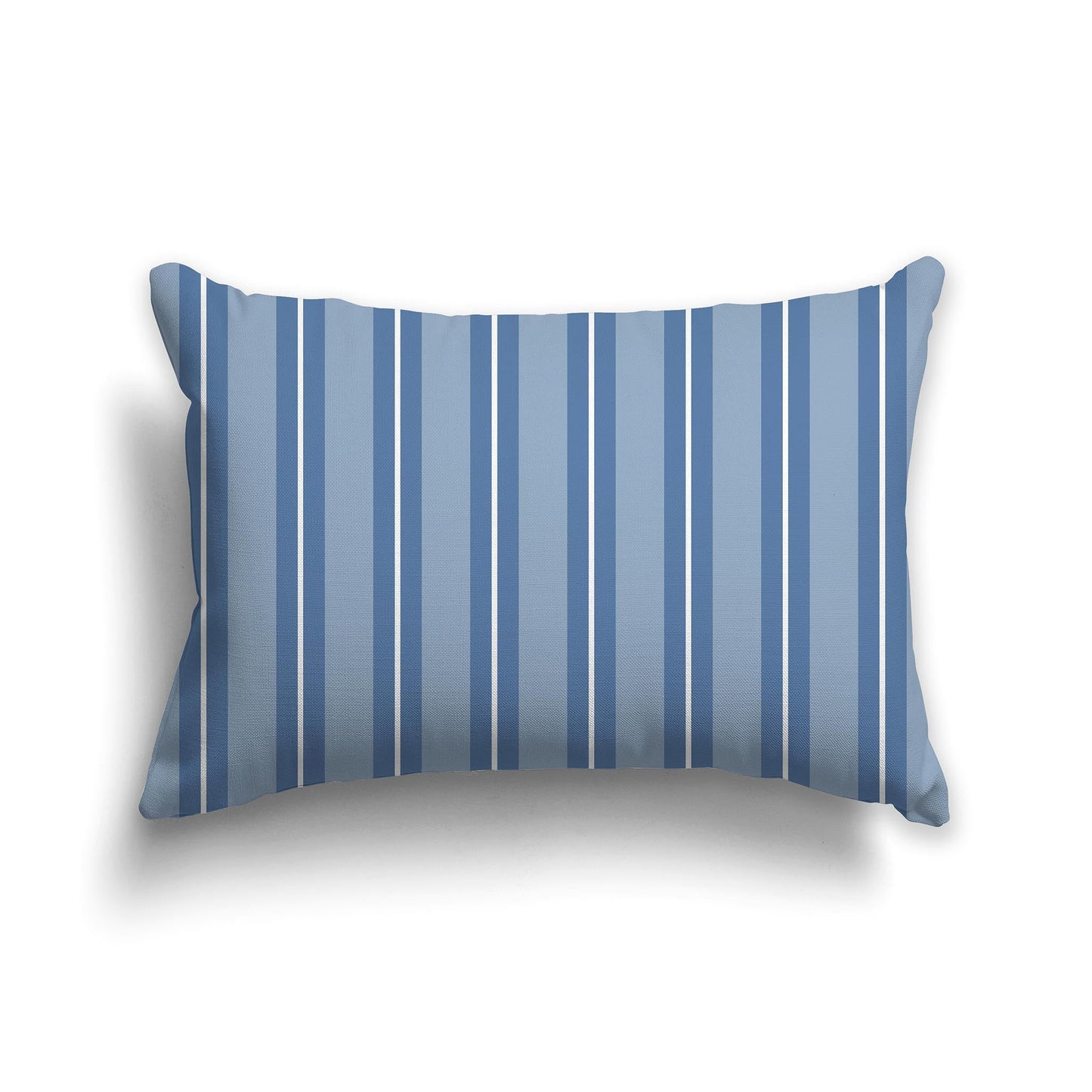 Medium Blue Throw Pillow with Blue and White/Beige-white Multistripe Pattern on Front, CAPC-1231-071