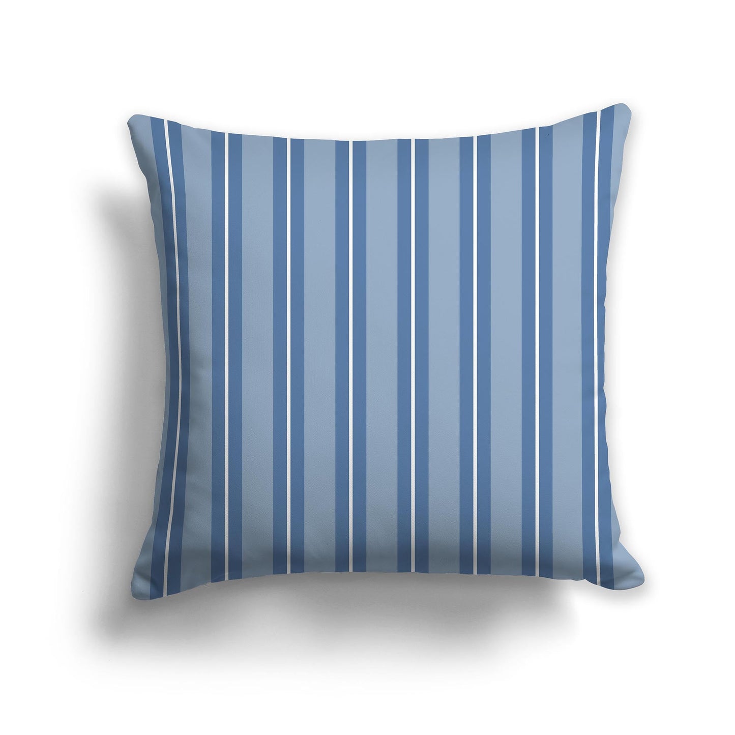 Medium Blue Throw Pillow with Blue and White/Beige-white Multistripe Pattern on Front, CAPC-1231-071