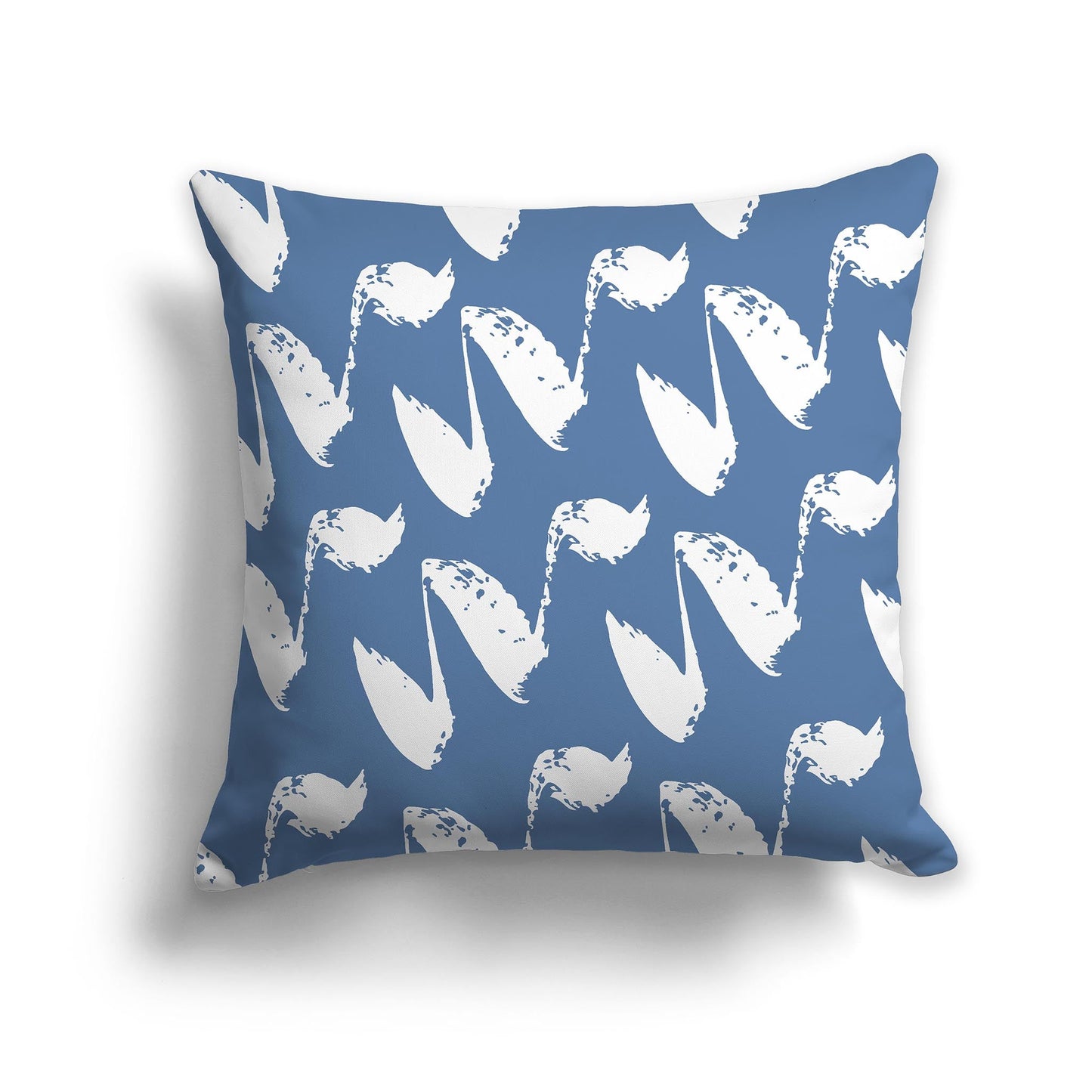 Blue Throw Pillow with White/Beige-white Squiggle Pattern on Both Sides, CAPC-1231-082